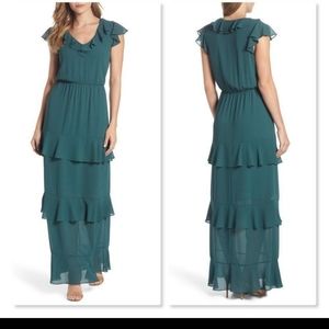 Charles Henry Ruffle Tiered Maxi Dress Sz XS